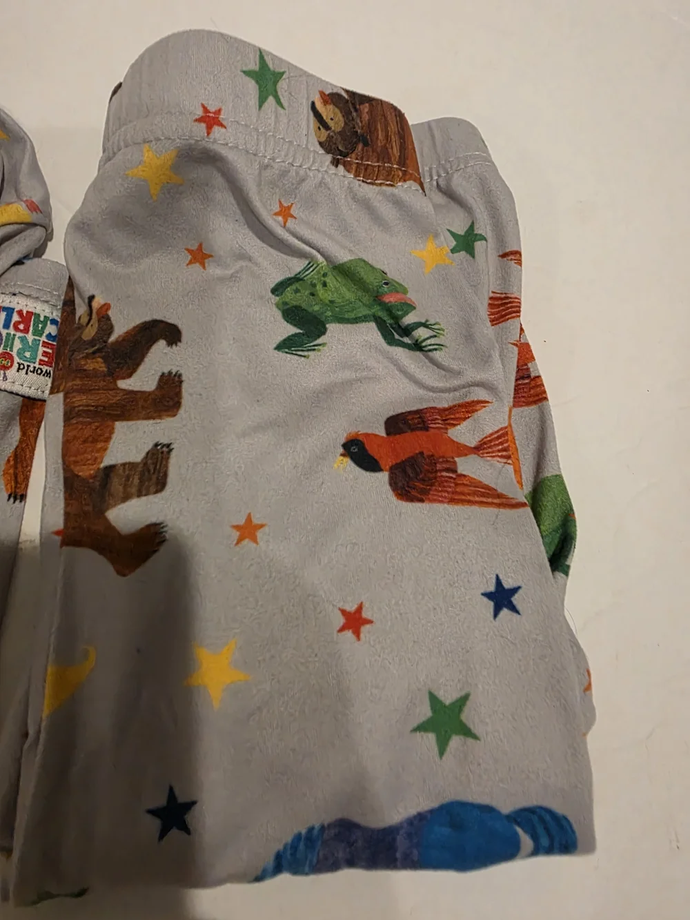 Kids Animal Print Pajama Set - Gray with Blue Trim 4t Brown Bear